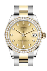 Rolex Datejust 31 Champagne Diamonds Dial Diamond Bezel Yellow Gold Two Tone Watch 278383Rbr 278383